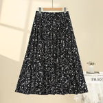 Elastic High-waisted Midi Skirt For Women