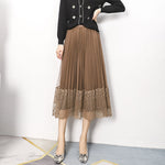 Double-sided Lace-panelled Pleated Skirt