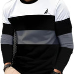 Men's Casual Crew-Neck Printed Long-Sleeve T-Shirt