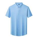 Men's Solid Color Button Short-sleeved Shirt Top