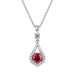 S925 Sterling Silver Teardrop Halo Necklace, 1ct D-VVS1 Moissanite & Lab-Grown Gems, Platinum Plated 1.7g With GRA Certificate Gift Box