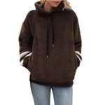 Womens Relaxed-fit Fur-panelled Long-sleeve Ribbed Hoodie With Drawstring Details