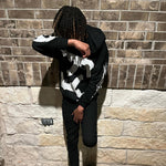 Printed Loose-fit Gothic Streetwear Brand Patchwork Sports Hoodie
