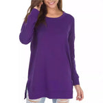 Split-front Relaxed-fit Crew-neck Long-sleeve Knit Sweater