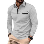 Mens Business-Casual Long-Sleeve Polo Shirt