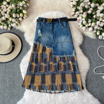 American-style Cool And Edgy Ripped Fringed Denim Skirt