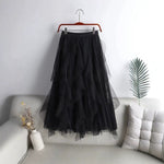 Elegant Mesh Patchwork And Calf-length Skirt