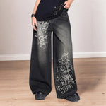 Straight-leg Washed Distressed Casual Jeans