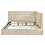 Full-size Upholstered Sofa Bed, Sofa Bed Frame - Beige, Velvet
