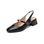 Casual Block-heeled Sandals With A Square Toe Featuring Rivet Accents And A Strap-over Design