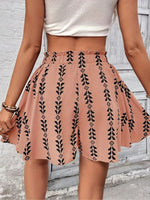 Printed Wide-leg Lace-up Shorts Chic And Elegant Resort Beach Culottes