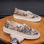 Slip-on Casual Fisherman Shoes Embroidered With Floral Patterns