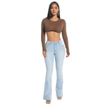 European And American-style Elastic Retro Flared Trendy Jeans For Women