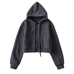 Hooded Cropped Sweatshirt Womens Casual Sports Jacket