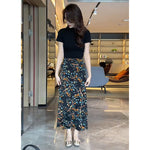 Retro Light-luxury Elegant High-waisted Floral-print Skirt