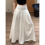 Pleated High-waisted A-line Maxi Skirt
