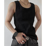 Mens Gray American-Style Ribbed Tank Top