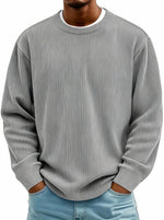 Mens Casual Long-sleeve Crew-neck Corduroy Sweatshirt