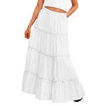 Ruffled Long A-line Double-layered Lined Beach Skirt
