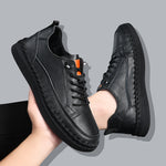 Men's Solid Color Versatile Genuine Leather Casual Sneakers