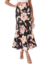 Bohemian A-line High-waisted Chic Silk Midi Dress For Women