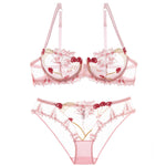 Underwear explosions transparent mesh embroidered bra bra set