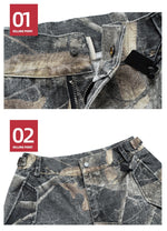 Washed Branch Camouflage Five-point Pants