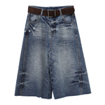 Retro Distressed Raw-edge Wide-leg Jeans