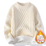 Round-neck High-neck Fleece-lined Solid-color Sweater