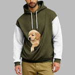 Men's Comfortable Retro Color-Block Long-Sleeve Hoodie