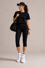 Women's High Waist Capri Leggings With Side Pocket Stretch Cropped Active Pants