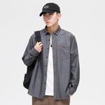 Mens Long-sleeve Shirt Slim-fit Casual Jacket