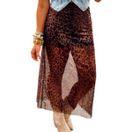 Sexy Leopard-print Sheer Long Dress For Women