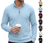 Mens Half-Zip Stand-Neck Long-Sleeve Top Plus-Size Casual Sweatshirt