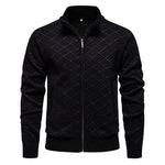 Men's Knitted Shirt With Stand Collar Zippered Cardigan Sweater