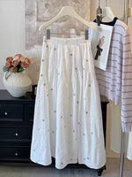 Sweet First-love Style Gentle Puffy Umbrella Skirt With A Print