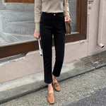 Black Plus Velvet Smoke Pipe Jeans Leggings