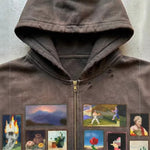 Printed Hooded Cardigan Zip-Up Sweatshirt