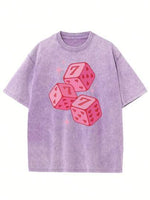 Cute Pink Dice With Stars Graphic Printed Street Style Men's Short Sleeves