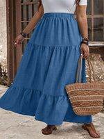 New Arrival Women's High Waist Vintage Casual Maxi Skirt Plus Size