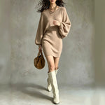 Round-neck Loose-fit Pullover Sweater Dress