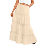 Ruffled Long A-line Double-layered Lined Beach Skirt