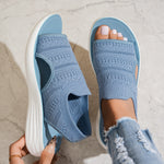 Platform Fish-mouth Hollow-out Knit Breathable Lightweight Soft-soled Sneakers