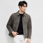 Sheepskin Light Luxury Suede Genuine Leather Clothes Men's Imported Lambskin Suede Lapel Biker's Leather Jacket Men's Autumn Coat