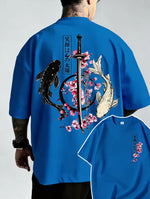 Mens Casual Loose-fit Printed Round-neck Short-sleeve Shirt