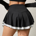 Fake Two-piece Color-block Sports Skirt For Women, Anti-exposure Design