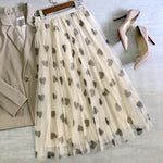 Early Spring Tulle With Heart Print Fairy-Like Gauze Skirt