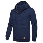 Mens Plaid Jacquard Long-Sleeve Hooded Zip-Up Sweatshirt