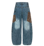 Mens Retro Washed Loose Wide Leg Denim Jeans