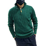 Mens Thermal Knit Top With Half Zip And Long Sleeves